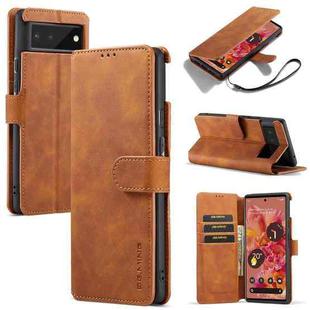 For Google Pixel 6 DG.MING Retro Oil Side Horizontal Flip Leather Case with Holder & Card Slots & Wallet(Brown)