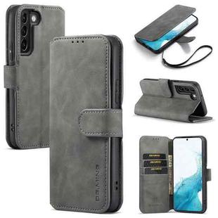 For Samsung Galaxy S22 DG.MING Retro Oil Side Horizontal Flip Leather Case with Holder & Card Slots & Wallet(Grey)