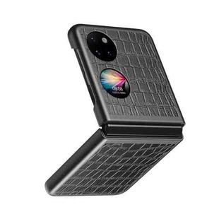 For Huawei P50 Pocket Crocodile Texture PU + PC Shockproof Phone Case(Black)