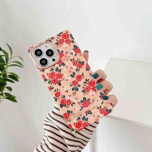 Square Plating Gold Edge Phone Case For iPhone 11(Fresh Red Flower)