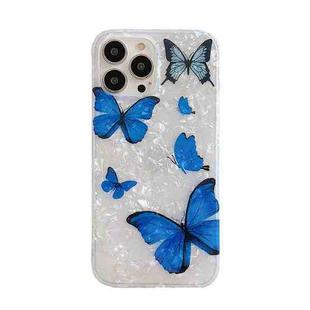 Shell Texture TPU Phone Case For iPhone 12 / 12 Pro(Blue Butterfly)