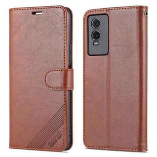 For vivo Y76s / Y74s AZNS Sheepskin Texture Flip Leather Phone Case(Brown)