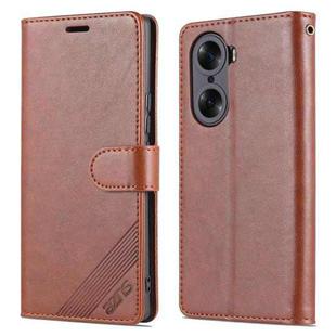 For Honor 60 Pro AZNS Sheepskin Texture Flip Leather Phone Case(Brown)