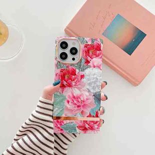 Square Plating Gold Edge Phone Case For iPhone 13(Full Screen Rose)