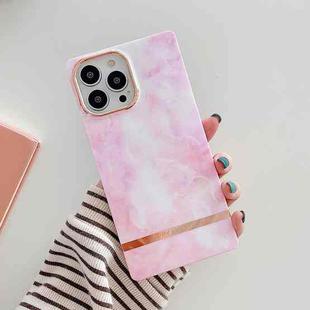 Square Plating Gold Edge Phone Case For iPhone 13 Pro(Galaxy White Pink)