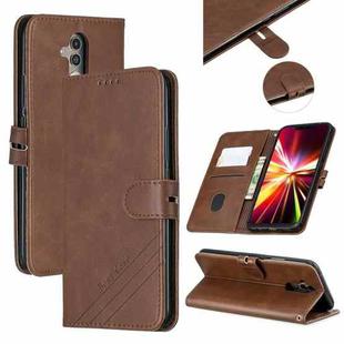 For Huawei Mate 20 Lite Stitching Style 2-Color Cow Texture Horizontal Flip PU Leather Case with Holder & Card Slot & Lanyard(Brown)