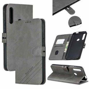 For Huawei P Smart Z Stitching Style 2-Color Cow Texture Horizontal Flip PU Leather Case with Holder & Card Slot & Lanyard(Gray)