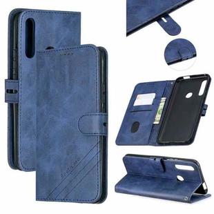 For Huawei P Smart Z Stitching Style 2-Color Cow Texture Horizontal Flip PU Leather Case with Holder & Card Slot & Lanyard(Blue)