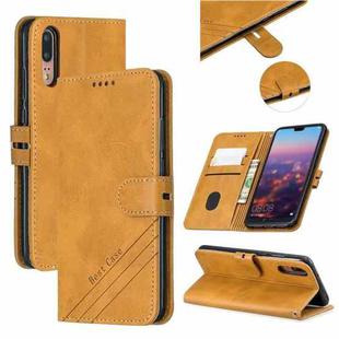 For Huawei P20 Stitching Style 2-Color Cow Texture Horizontal Flip PU Leather Case with Holder & Card Slot & Lanyard(Yellow)