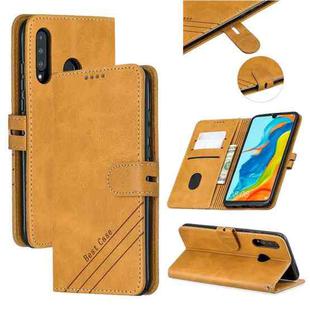 For Huawei P30 Lite Stitching Style 2-Color Cow Texture Horizontal Flip PU Leather Case with Holder & Card Slot & Lanyard(Yellow)