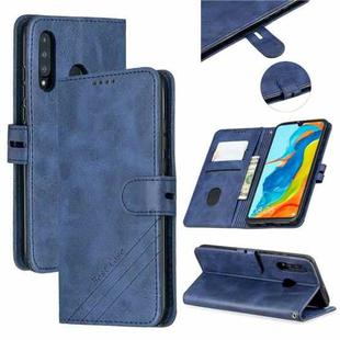 For Huawei P30 Lite Stitching Style 2-Color Cow Texture Horizontal Flip PU Leather Case with Holder & Card Slot & Lanyard(Blue)