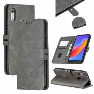 For Huawei Y6 2019 / Honor 8A Stitching Style 2-Color Cow Texture Horizontal Flip PU Leather Case with Holder & Card Slot & Lanyard(Gray)