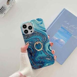 TPU Soft Protective Phone Case with Ring Holder For iPhone 13 Pro Max(Sea Wave Stone)