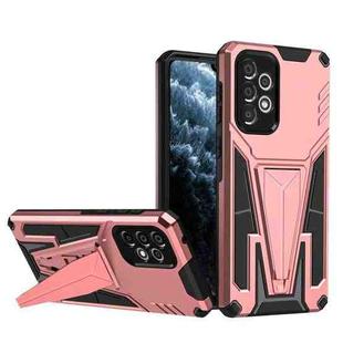 For Samsung Galaxy A33 5G Super V Armor PC + TPU Phone Case with Holder(Rose Gold)