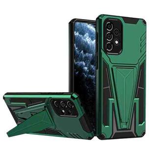 For Samsung Galaxy A73 Super V Armor PC + TPU Phone Case with Holder(Dark Green)