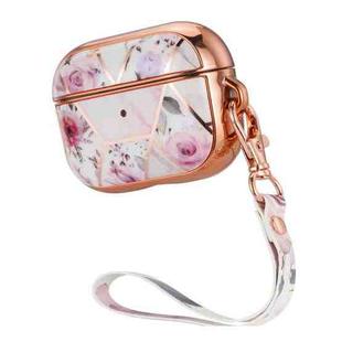 Anti-drop Stitching Earphone Protective Case with Lanyard For AirPods 3(Stitching Vintage Flowers)