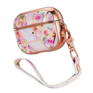 Anti-drop Stitching Earphone Protective Case with Lanyard For AirPods 3(Stitching Small Pink Flowers)