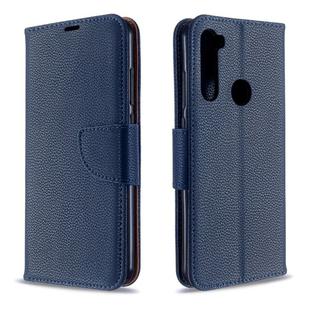 For Xiaomi Redmi Note 8T Litchi Texture Pure Color Horizontal Flip PU Leather Case with Holder & Card Slots & Wallet & Lanyard(Dark Blue)