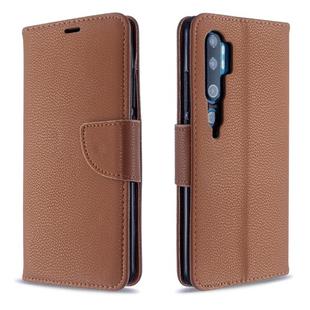 For Xiaomi CC9 Pro Litchi Texture Pure Color Horizontal Flip PU Leather Case with Holder & Card Slots & Wallet & Lanyard(Brown)