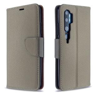 For Xiaomi CC9 Pro Litchi Texture Pure Color Horizontal Flip PU Leather Case with Holder & Card Slots & Wallet & Lanyard(Grey)