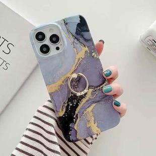 Ring Holder Glitter Marble Phone Case For iPhone 13(Twilight Black)