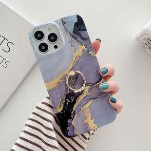 Ring Holder Glitter Marble Phone Case For iPhone 12 / 12 Pro(Twilight Black)