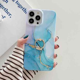 Ring Holder Glitter Marble Phone Case For iPhone 11 Pro Max(Gilt Blue)