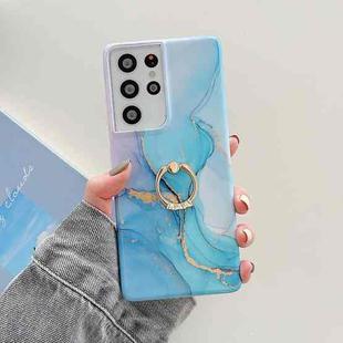 For Samsung Galaxy A32 5G Ring Holder Glitter Marble Phone Case(Gilt Blue)