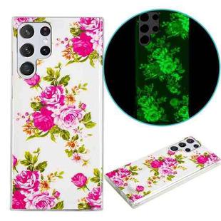 For Samsung Galaxy S22 Ultra 5G Luminous TPU Protective Phone Case(Rose Flower)