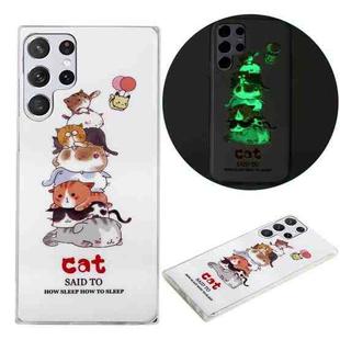 For Samsung Galaxy S22 Ultra 5G Luminous TPU Protective Phone Case(Cats)