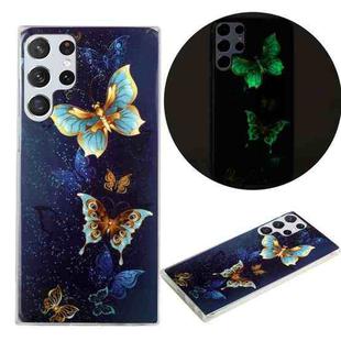 For Samsung Galaxy S22 Ultra 5G Luminous TPU Protective Phone Case(Double Butterflies)