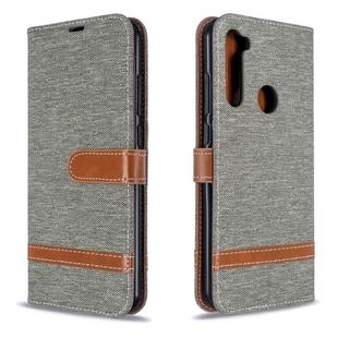 For Xiaomi Redmi Note 8T Color Matching Denim Texture Horizontal Flip PU Leather Case with Holder & Card Slots & Wallet & Lanyard(Grey)