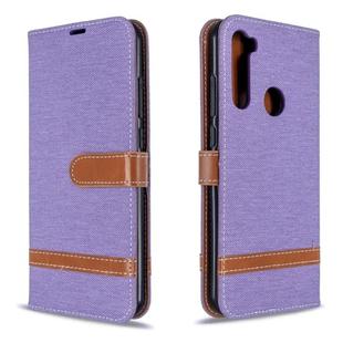 For Xiaomi Redmi Note 8T Color Matching Denim Texture Horizontal Flip PU Leather Case with Holder & Card Slots & Wallet & Lanyard(Purple)