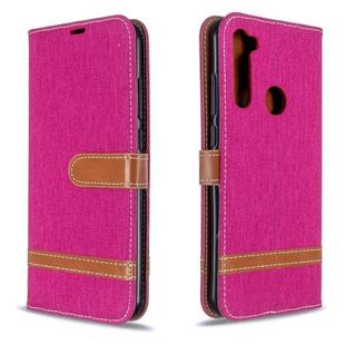 For Xiaomi Redmi Note 8T Color Matching Denim Texture Horizontal Flip PU Leather Case with Holder & Card Slots & Wallet & Lanyard(Rose Gold)