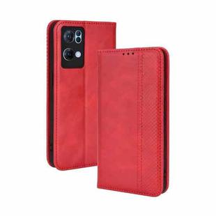 For OPPO Reno7 Pro 5G Magnetic Buckle Retro Texture Leather Phone Case(Red)