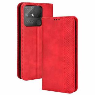 For OPPO Realme Narzo 50A Magnetic Buckle Retro Texture Leather Phone Case(Red)