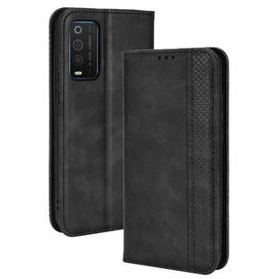 For TCL 205 Magnetic Buckle Retro Texture Leather Phone Case(Black)