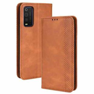 For TCL 205 Magnetic Buckle Retro Texture Leather Phone Case(Brown)