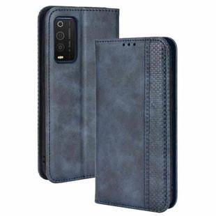 For TCL 205 Magnetic Buckle Retro Texture Leather Phone Case(Blue)