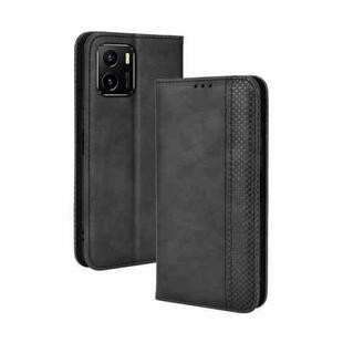 For vivo Y15s 2021 / Y15a Magnetic Buckle Retro Texture Leather Phone Case(Black)