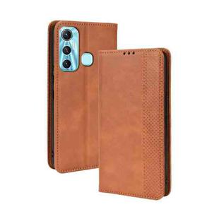 For Infinix Hot 11 Magnetic Buckle Retro Texture Leather Phone Case(Brown)