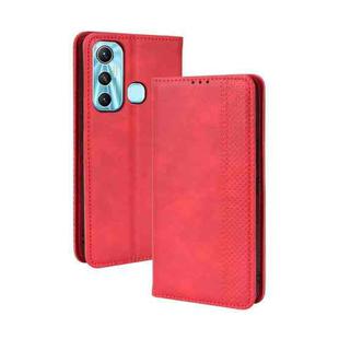 For Infinix Hot 11 Magnetic Buckle Retro Texture Leather Phone Case(Red)