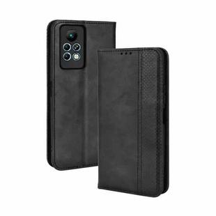 For Infinix Note 11 Pro Magnetic Buckle Retro Texture Leather Phone Case(Black)