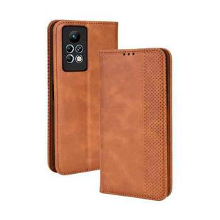 For Infinix Note 11 Pro Magnetic Buckle Retro Texture Leather Phone Case(Brown)