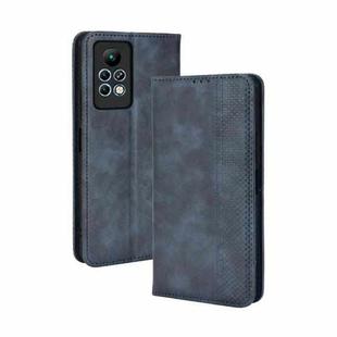 For Infinix Note 11 Pro Magnetic Buckle Retro Texture Leather Phone Case(Blue)