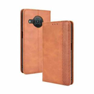 For Nokia X100 / X10 / X20 Magnetic Buckle Retro Texture Leather Phone Case(Brown)