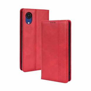 For Samsung Galaxy A03 Core Magnetic Buckle Retro Texture Leather Phone Case(Red)