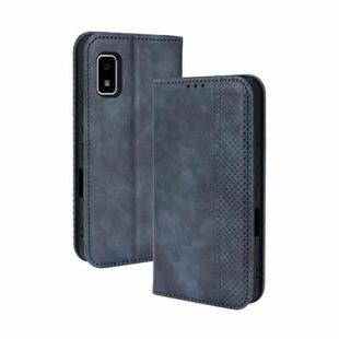 For Sharp Aquos Wish Magnetic Buckle Retro Texture Leather Phone Case(Blue)
