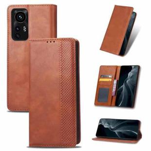 For Xiaomi 12 Magnetic Buckle Retro Texture Leather Phone Case(Brown)