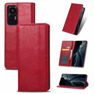 For Xiaomi 12 Magnetic Buckle Retro Texture Leather Phone Case(Red)